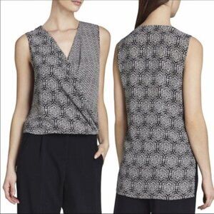 BCBG‎ Max Azria Meaghan Drape Front Patterned Tank Top Womens Size XS Blouse